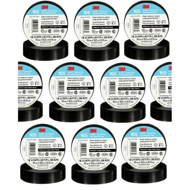 50Pcs 3M Temflex 1700 Electrical Tape 60 Feet (5 Sets 10 Rolls)
