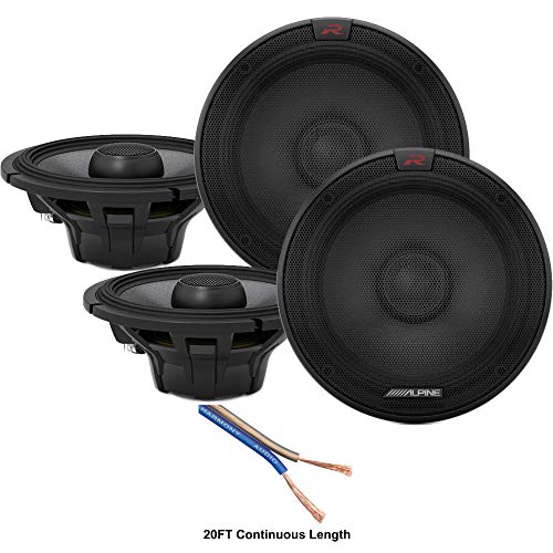 2 Pair Alpine R2-S65 6 1/2" 200 Watt Speakers with 20' Speaker Wire