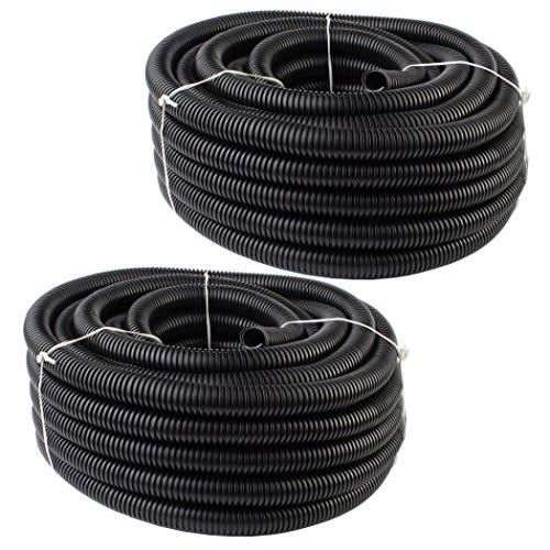 2 PCS of 50 FT 1/2" 13mm Split Wire Loom Conduit Polyethylene Tubing Black Color Sleeve Tube
