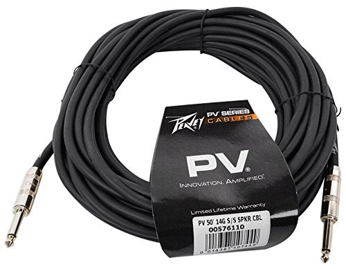 Peavey PV 50' Foot 14-Gauge 1/4" TS to 1/4" TS S/S Speaker Cable