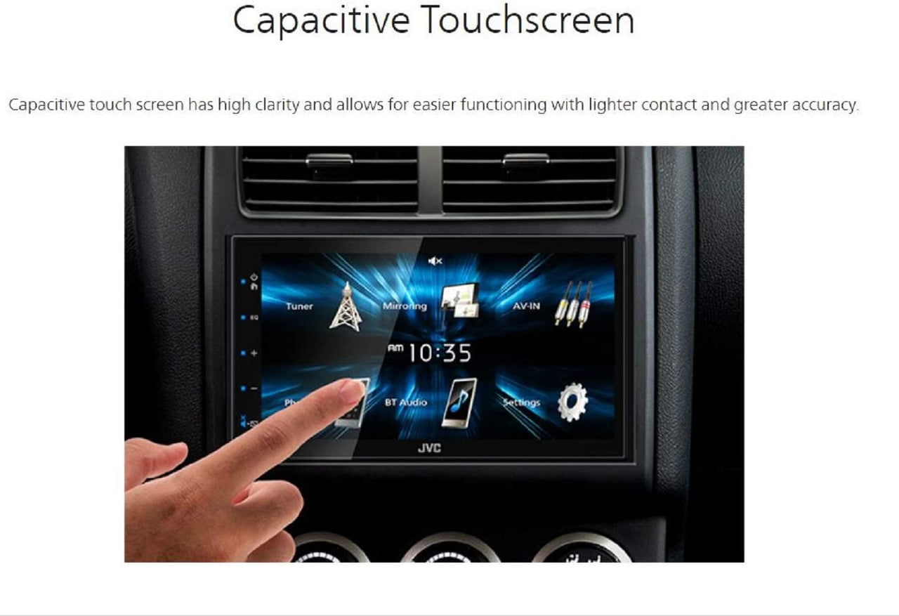 JVC KW-M180BT Bluetooth Car Stereo Receiver with USB Port 6.75" Display Radio MP3 Player Double DIN + Absolute CAM600 Camera