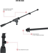 Thumbnail for Gator Frameworks  GFW-MIC-0010 Adjustable Single Section Boom Arm for Microphone Stands