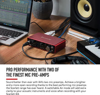 Thumbnail for Focusrite Scarlett 2i2 Studio 4th Gen USB Audio Interface Bundle for the Songwriter with Condenser Microphone and Headphones for Recording, Streaming, and Podcasting