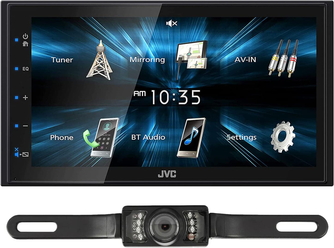 JVC KW-M180BT Bluetooth Car Stereo Receiver with USB Port 6.75" Display Radio MP3 Player Double DIN + Absolute CAM600 Camera