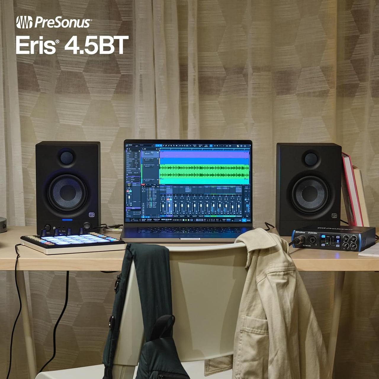 PreSonus Eris 4.5BT Bluetooth Studio Monitors, Pair — 4.5" Powered, Active Monitor Speakers for Near Field Music Production, Audio Mixing & Recording