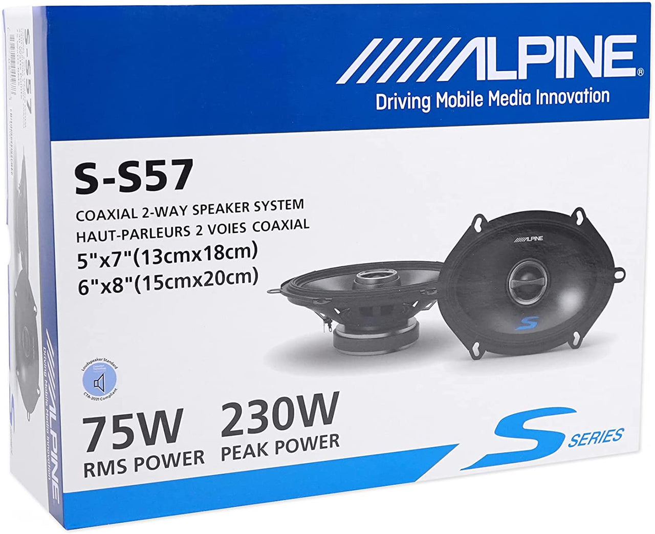 Alpine S-S57 Car Speaker 460W 5" x 7" Type-S 2-Way Coaxial Car Speakers