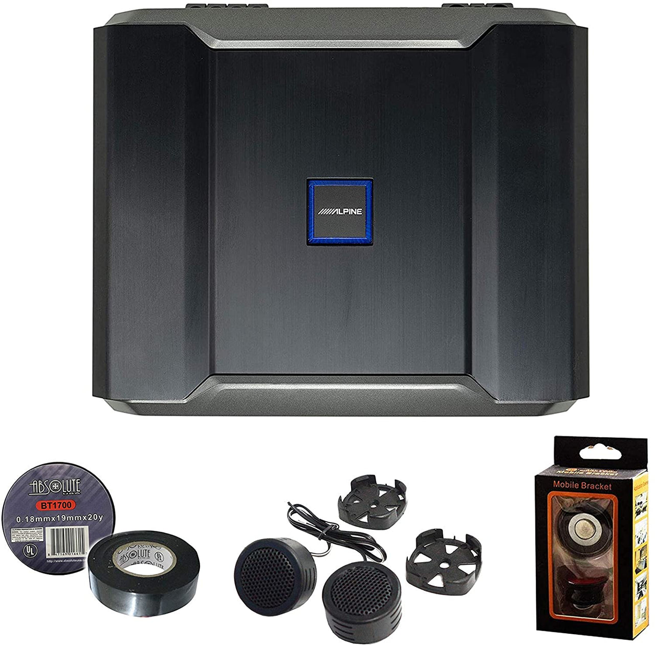 Alpine R-A75M Mono subwoofer Amplifier 750 watts RMS x 1 at 2 ohms Bundle