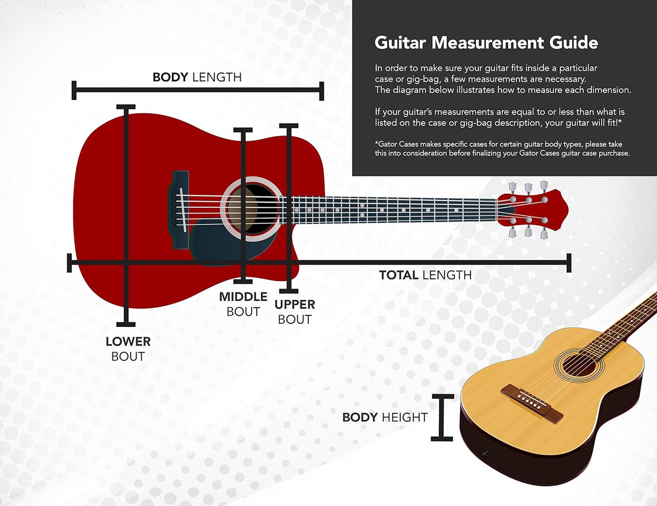 Gator Cases GC-DEEP BOWL Deluxe ABS Molded Case for Acoustic Guitars; Fits Ovation Style Deep Contour Acoustic Guitars