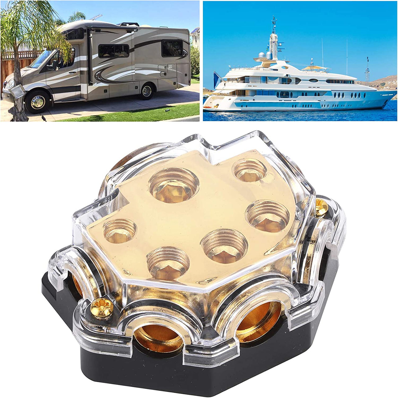 Absolute PD-150G 0-2-4 Gauge 1 in 5 Ways Out Power Splitter Distribution Block