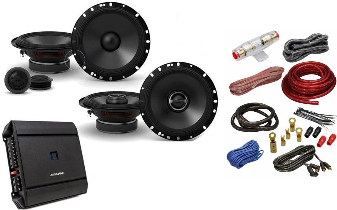 Alpine 6.5" S2-S65C Component S2-S65 Coaxial & S2-A36F 4 CH Amplifier & KIT4