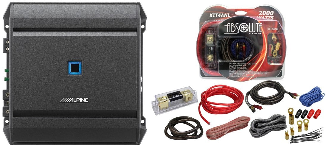 Alpine S2-A60M 600W Monoblock Class-D Amplifier + KIT4ANL 4 Gauge Amplifier Kit