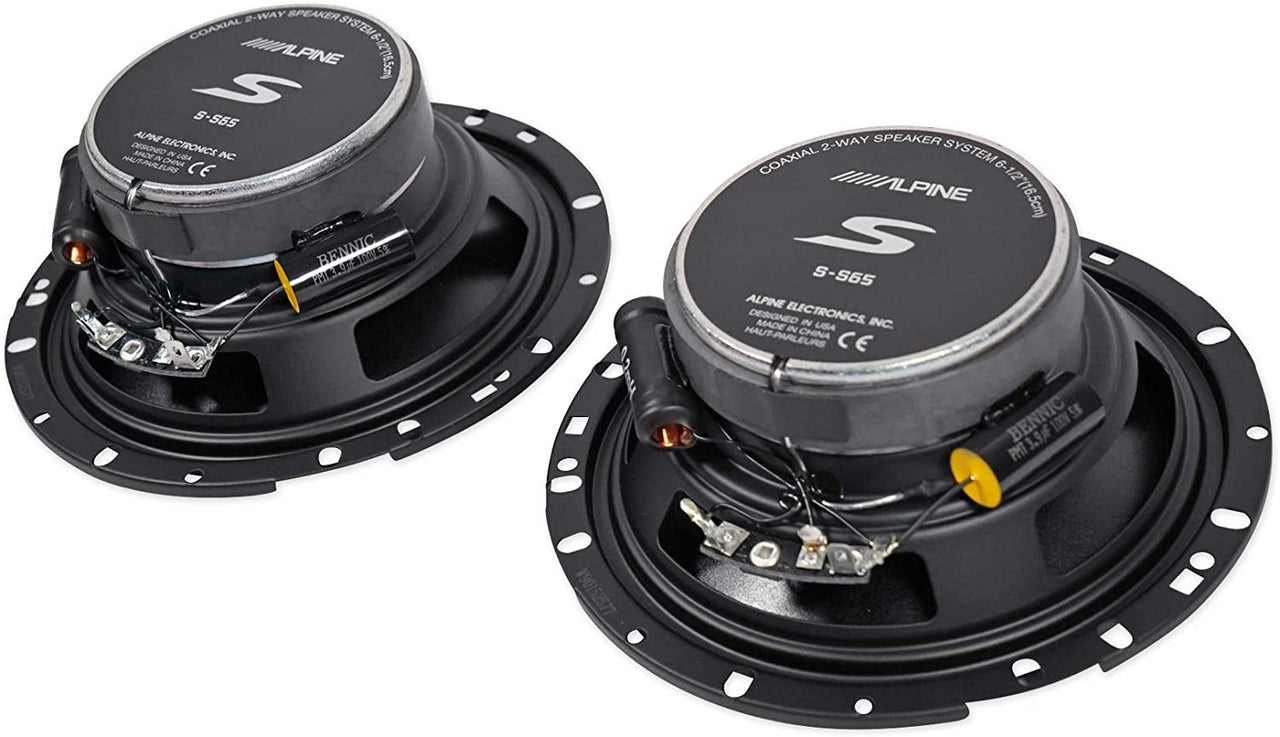 2 Alpine S-S65 Car Speaker 480W Max (160W RMS) 6.5" 2-Way Coaxial Car Speakers