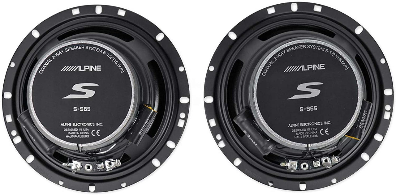 2 Alpine S-S65 Car Speaker 480W Max (160W RMS) 6.5" 2-Way Coaxial Car Speakers