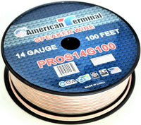 Thumbnail for American Terminal PROS14100 14 Gauge Speaker Wire 100' 14 Gauge PRO PA DJ Car Home Marine Audio Speaker Wire Cable Spool