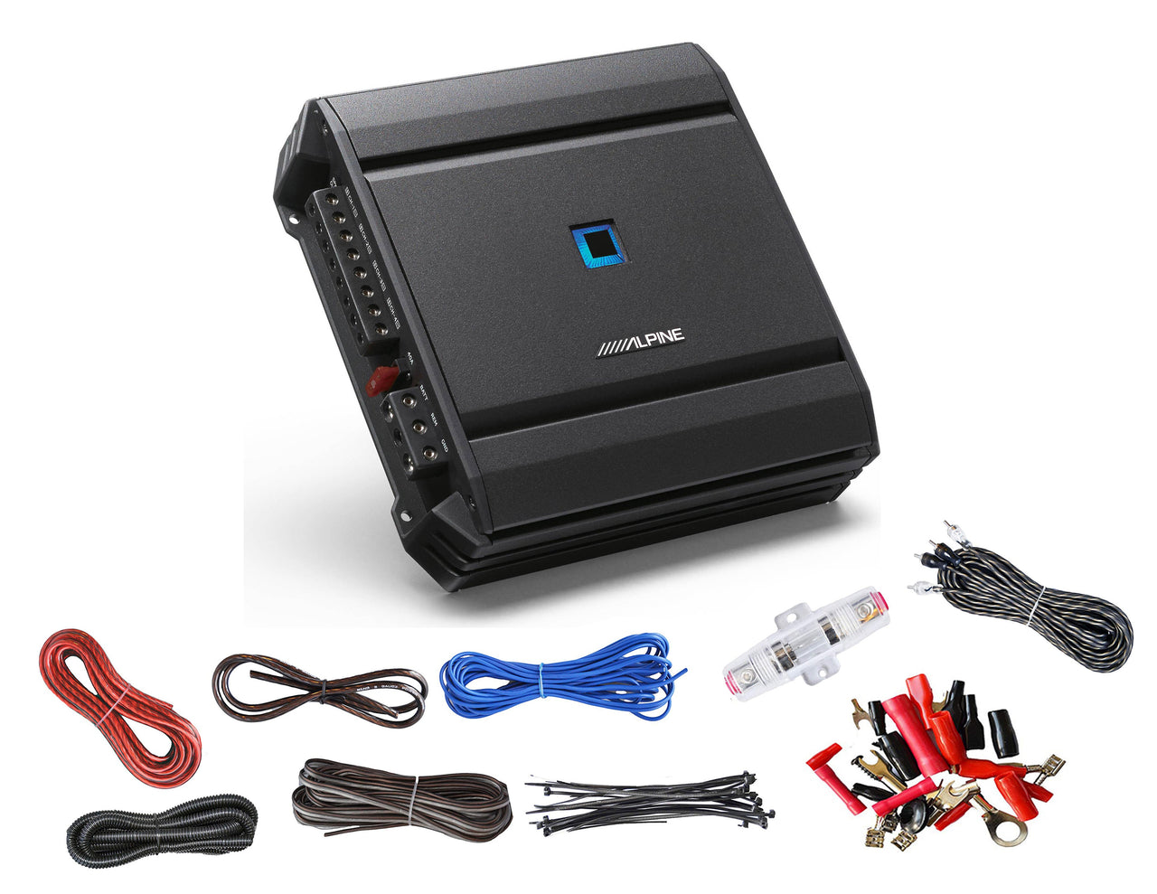 Alpine S-A32F 320W RMS 4-Channel Class D Car Amplifier +  8 Gauge Amplifier Kit