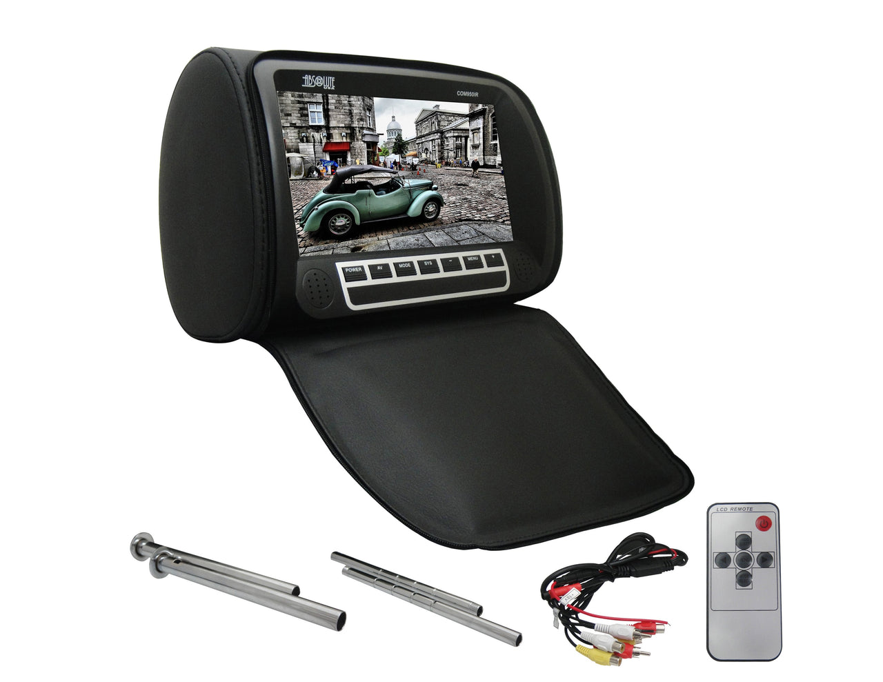 Absolute COM-950IRB 9.5-Inch Headrest Pillow with Zipper Cover TFT/LCD Monitor and Built-In IR Transmitter Black