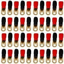 Absolute GRT00-40 1/0 Gauge Crimp Ring Terminals Connectors 40-Pack (Red, Black)