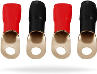 Thumbnail for Absolute USA GRT00-4 1/0 Gauge Crimp Ring Terminals Connectors 4-Pack (Red, Black)