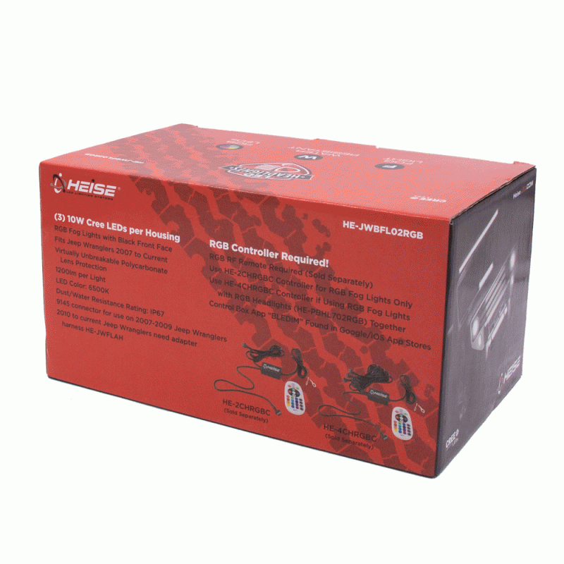 Heise HE-JWBFL02RGB 4 Inch White Angel Eye Halo for 2007 – 2018 Jeep Wranglers JK