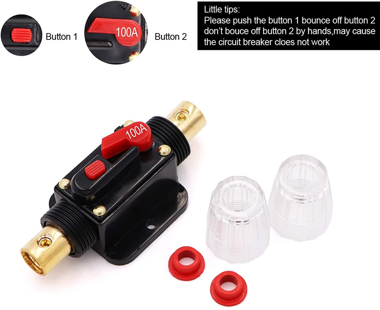 Absolute ICB120 4/8 AWG 120 Amp in-line Circuit Breaker with Manual Reset with Manual Reset Car Auto Marine Boat Stereo