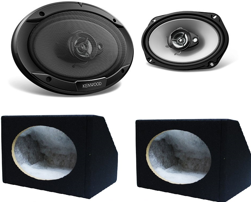 Kenwood KFC-6966S 6x9" 400-Watt 4-ohm Sport Series 3-Way Speakers + 6x9" Pro MDF Angle MDF Box