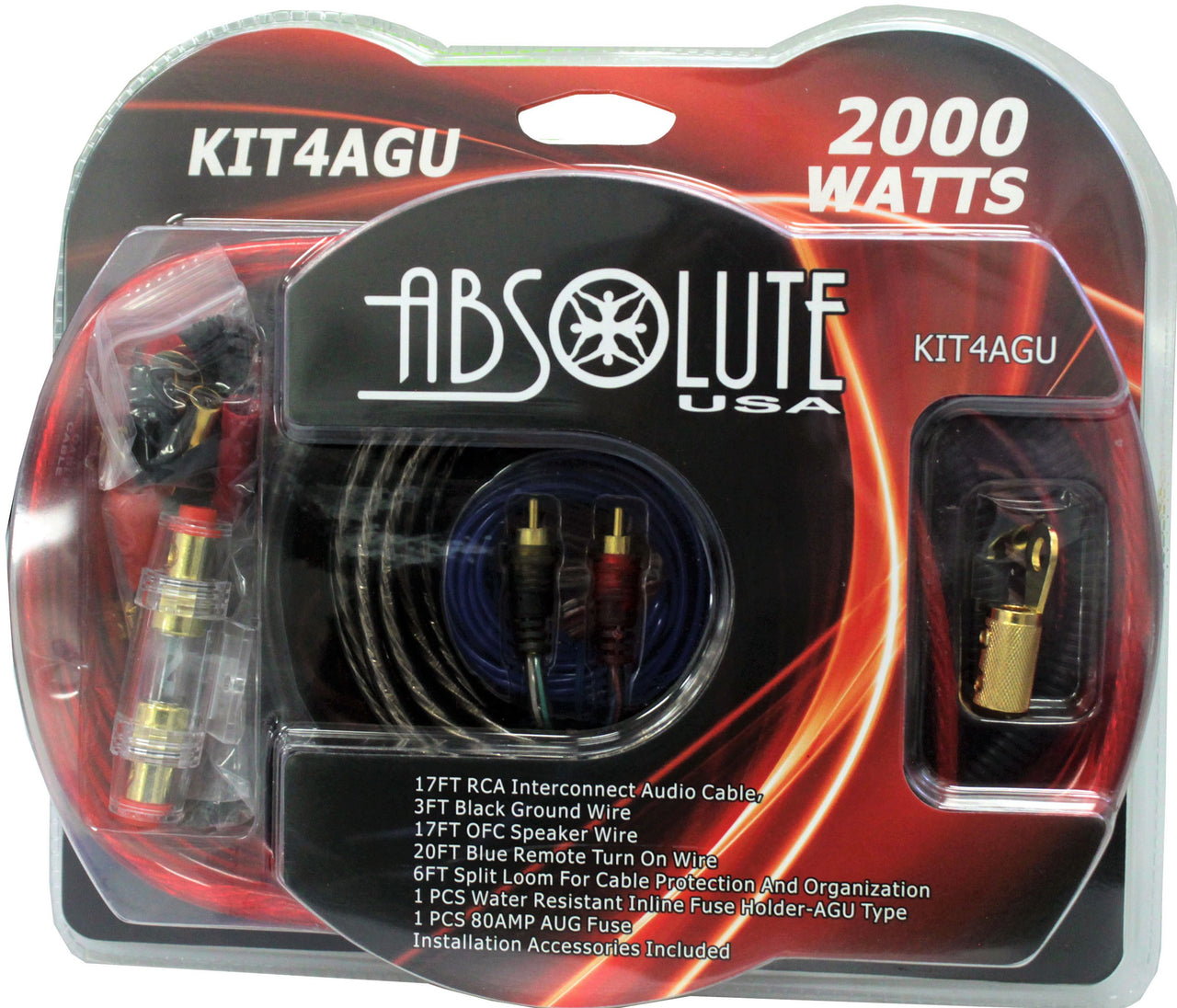 Alpine S2-A60M 1-Ch 600W Monoblock Class-D Amplifier + Absolute KIT4AGU 4G Amp Kit