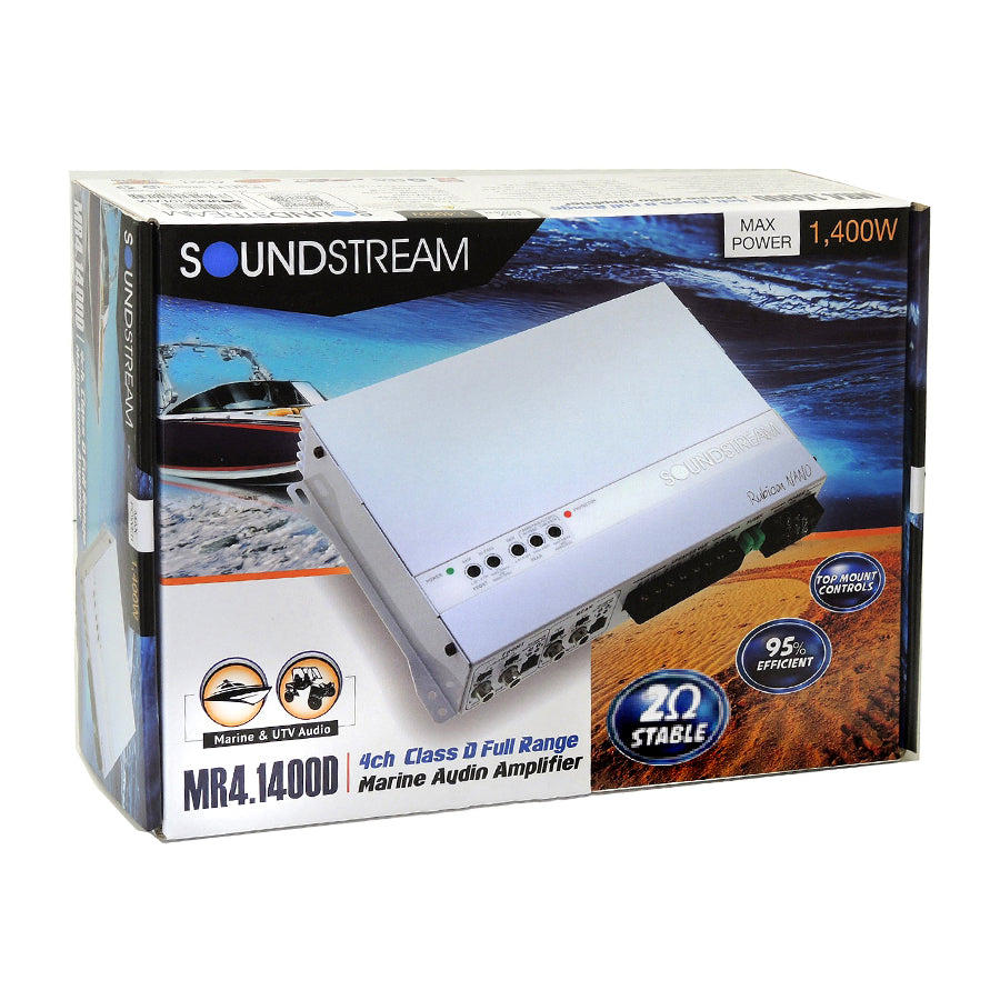 Soundstream MR4.1400D Water-Resistant 1400W 4-Channel Amplifier (Boating, Off-Road)