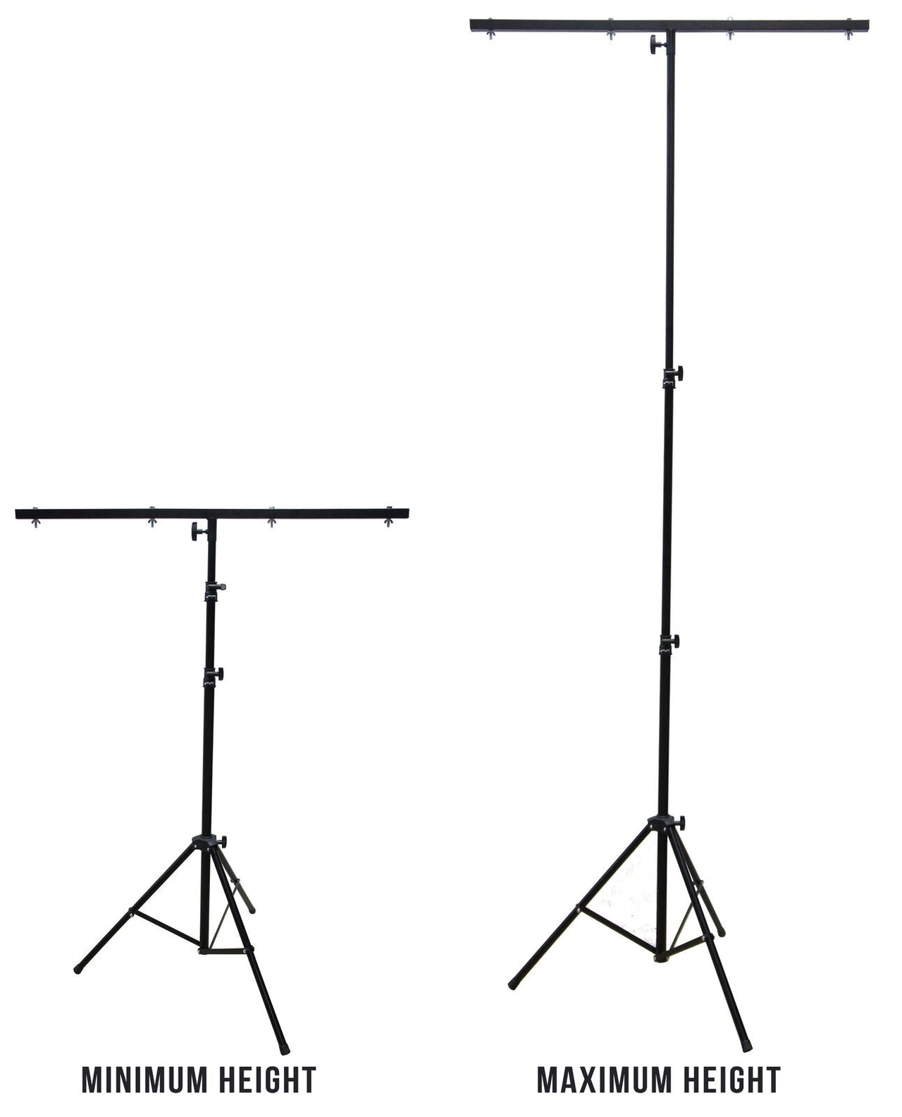 2 MR DJ LS-100 Pro DJ Lighting Tripod & T-Bar Portable Light Stand Bundle