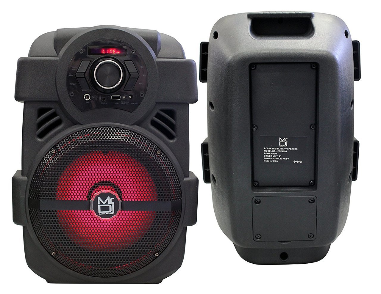 2 MR DJ PSE80BT Bluetooth Speaker<br/> 8" Portable Active Speaker with Rechargeable Battery Party Speaker with Bluetooth 1200 Watts P.M.P.O
