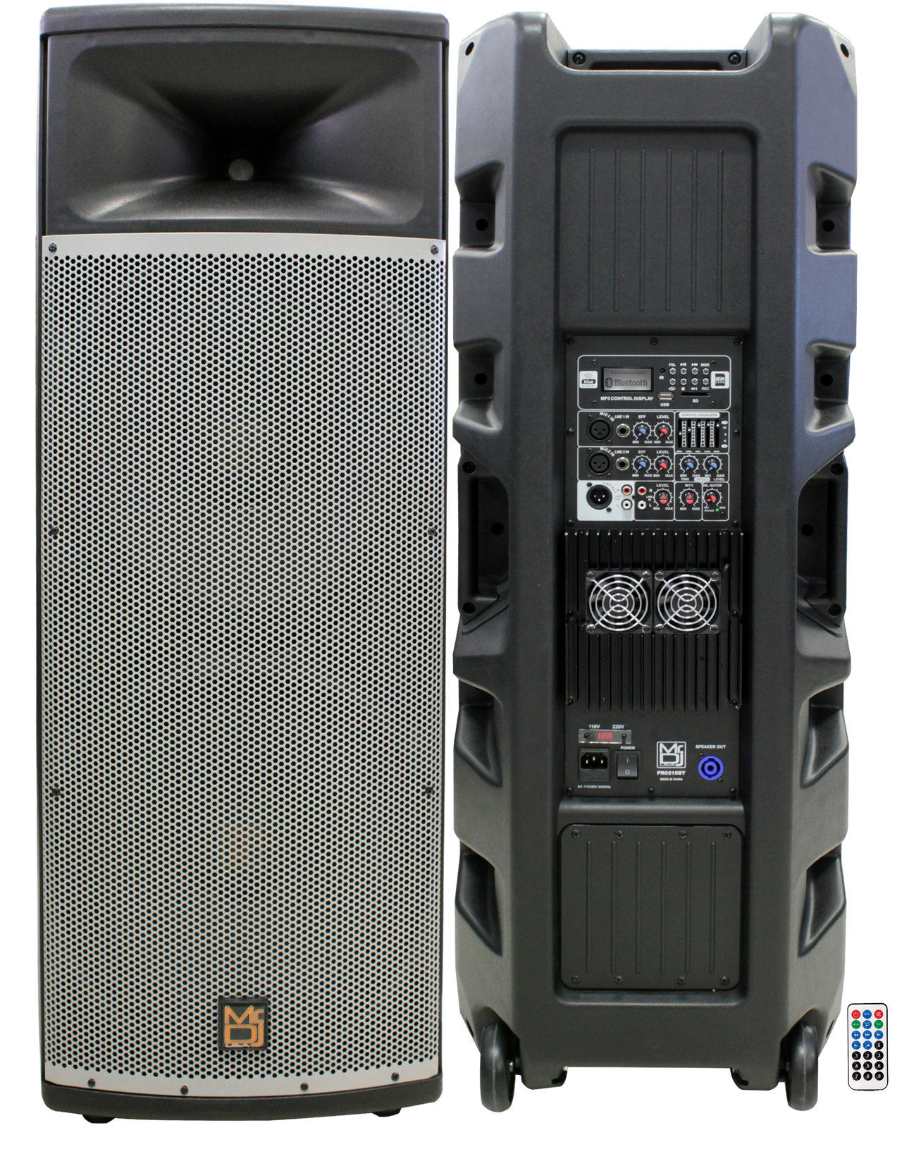 MR DJ PRO215BT PRO PA DJ Dual 15” 3-Way Powered/Active DJ PA Multipurpose Live Sound Loudspeaker
