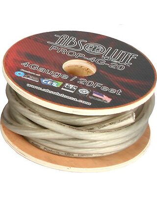 Absolute PROP0G20SV Pro Series 20 Feet 1/0 Gauge Silver Ultra Flexible Power/Ground Battery Amp 12V Cable Wire for Auto, Car, Inverter, RV, Solar, Marine, Trucks