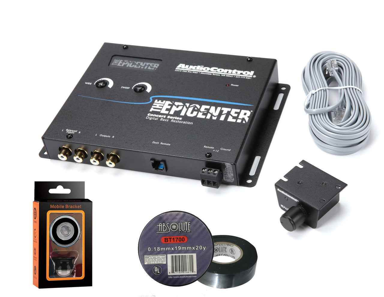 AudioControl The Epicenter Digital Bass Restoration Processor + Electrical Tape+ Phone Holder