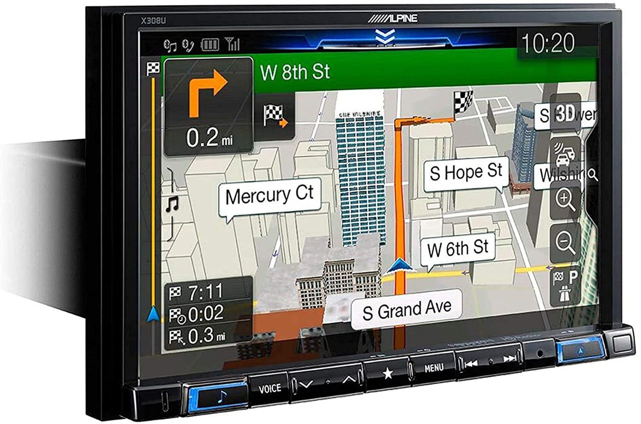 Alpine X308U Double DIN Bluetooth Car Stereo 8" Touchscreen with Built-in Navigation, Apple CarPlay, & Android Auto