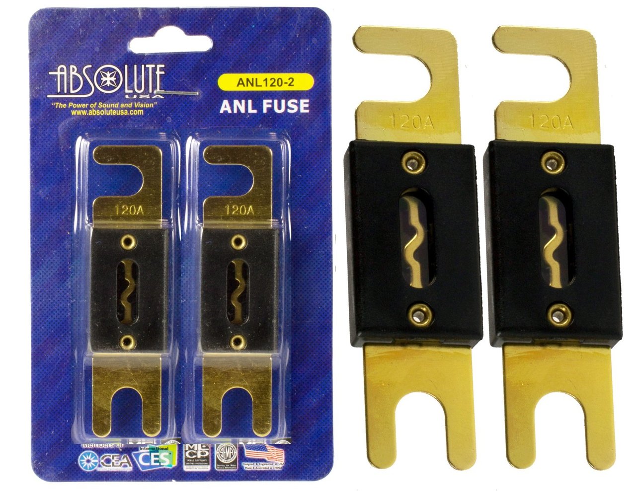 Absolute USA ANL120-2 2 Pack ANL 120 Amp Gold Plated Fuse