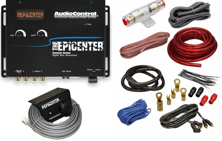 Audio Control The Epicenter Digital Bass Restoration Bass Booster Remote + 4 Gauge Amp Kit