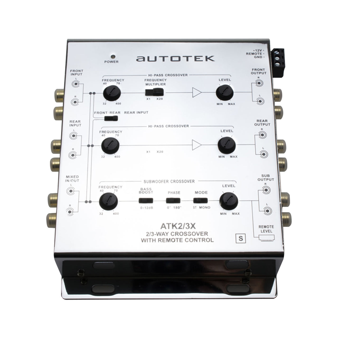 AUTOTEK ATK2/3X 3-Way Active Crossover Bass Remote and 4-Band EQ