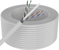 Thumbnail for AT 1000' Cat6 Ethernet White Bulk Network Cable 23AWG 600Mhz UL Bare Solid Copper Wire UTP 1000' White