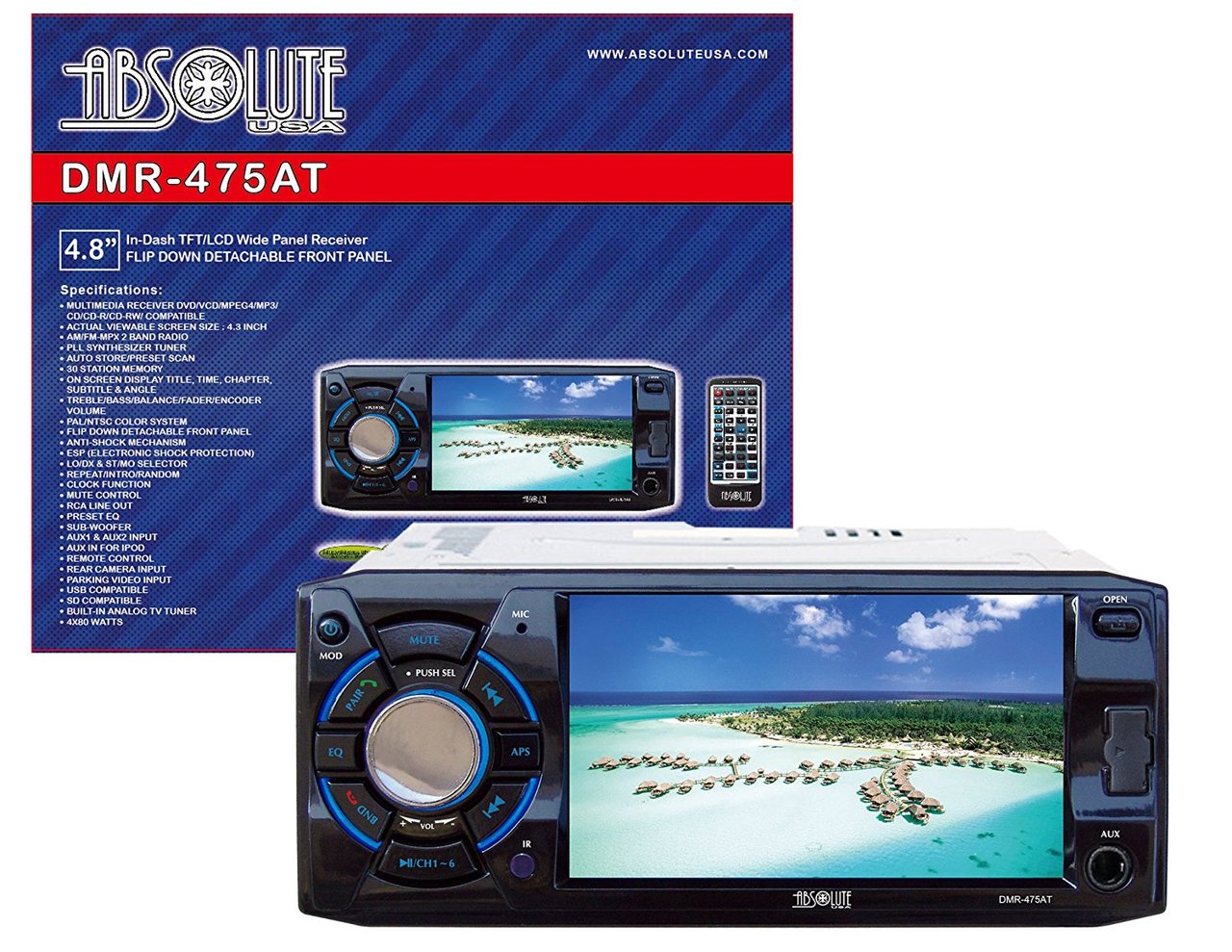 Absolute USA DMR-475 Car 4.8-Inch Multimedia Player