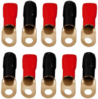 Thumbnail for MK Audio GRT00-100 1/0 Gauge Crimp Ring Terminals Connectors 100-Pack Red/Black