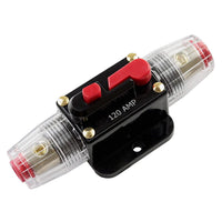 Thumbnail for Absolute ICB120 4/8 AWG 120 Amp in-line Circuit Breaker with Manual Reset with Manual Reset Car Auto Marine Boat Stereo