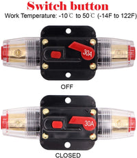 Thumbnail for Absolute ICB30 4/8 AWG 30 Amp in-line Circuit Breaker with Manual Reset with Manual Reset Car Auto Marine Boat Stereo