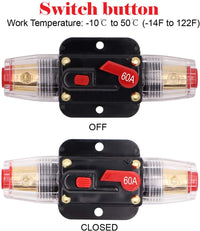 Thumbnail for Absolute ICB60 4/8 AWG 60 Amp in-line Circuit Breaker with Manual Reset with Manual Reset Car Auto Marine Boat Stereo