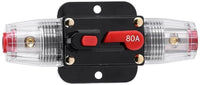 Thumbnail for Absolute ICB80 4/8 AWG 80 Amp in-line Circuit Breaker with Manual Reset with Manual Reset Car Auto Marine Boat Stereo
