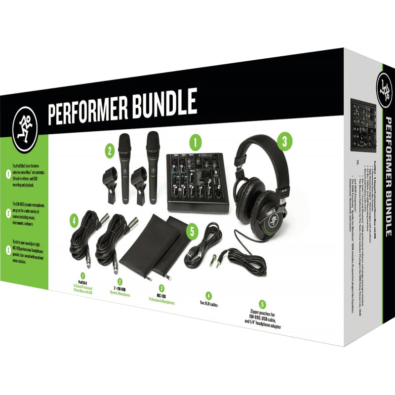 Mackie Performer Bundle With ProFX6V3 Mixer EM-89D Mics and Headphones
