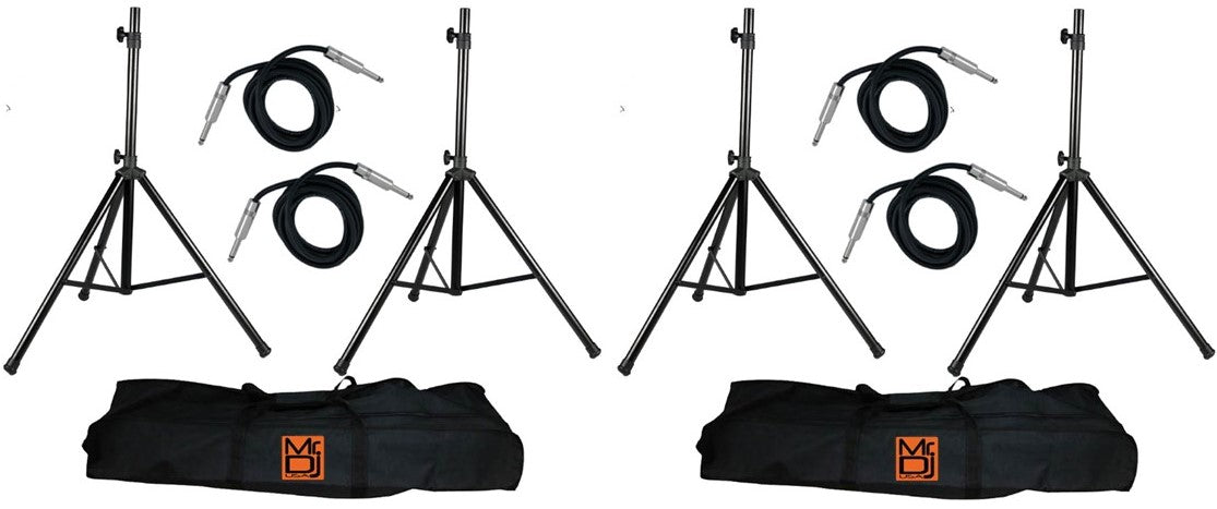 2 MR DJ SS750PKG Speaker Stand with Road Carrying Bag & 1/4" Cable Universal