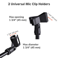 Thumbnail for MR DJ MS600PKG 2 Microphone Stands Adjustable Boom Stage with Mic Holder Clips & Carry Bag