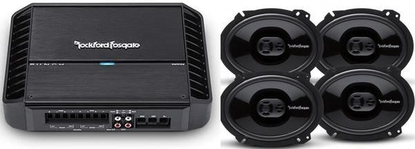 Rockford Fosgate Punch Package w Amplifier & 6x8" Speakers 2 Pair P1683 6" x 8" 3Way Coaxial Car Speakers + P400X4 4Channel Class AB Full Range Amplifier + 2 Pair Speaker Adapter Harnesses