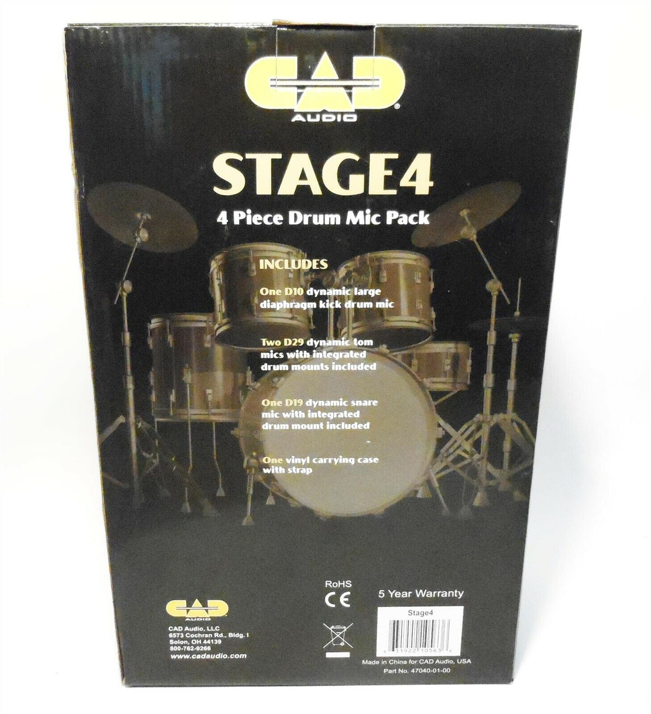 CAD Audio Stage4 4-Piece Drum Microphone Pack w/ Kick, Snare & 2 Tom Mics