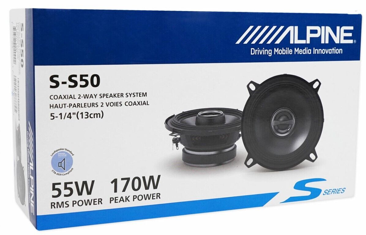 Alpine S-S50 340W 5 1/4" Type-S 2-Way Coaxial Car Speakers