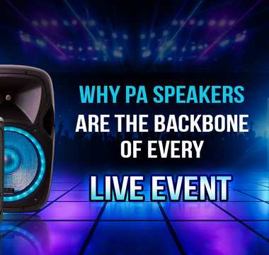 Image of PA speakers highlighting their importance as the backbone of every live event.